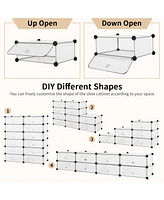 Gouun 12-Cube Diy Portable Plastic Shoe Rack with Doors