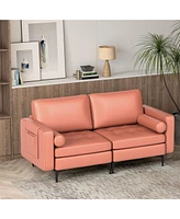 Gouun Modern Loveseat Sofa with 2 Bolsters and Side Storage Pocket