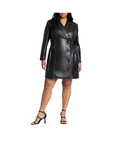 Eloquii Plus Faux Leather Elastic Waist Blazer Dress