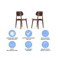 Emma+Oliver Gentry Set Of 2 Solid Wood Dining Chairs With Curved Oval Backrests