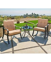 Slickblue 3-Piece Outdoor Dining Set with Pe Rattan and Cushions for Patio Furniture