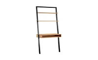 Slickblue Farmhouse Rustic Leaning Ladder Writing Desk with 2 Shelves for Storage
