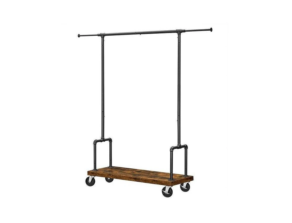 Slickblue Industrial Pipe Garment Rack with Bottom Shoe Storage Shelf on Wheels Stylish and Practical