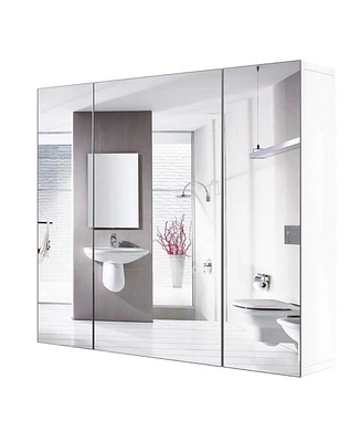 Slickblue Modern 3-Door Wall Mounted Medicine Cabinet Bathroom Mirror Cupboard