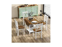 Slickblue Round Drop Leaf Dining Table Set with 4 Chairs for Space-Saving and Stylish Dining