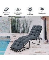 Gouun Outdoor Lounge Chaise Cushion with String Ties for Garden Poolside