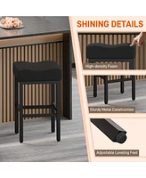 Dyhome Counter Height Bar Stools Set of 4, 27 Inches Modern Kitchen Stools, Metal Legs Backless Saddle Stool Chair for Island, Dining Room
