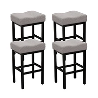Dyhome Counter Height Bar Stools Set of 4, 27 Inches Modern Kitchen Stools, Metal Legs Backless Saddle Stool Chair for Island, Dining Room