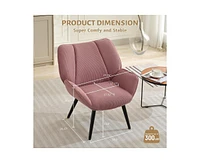 gaomon Modern Accent Chair with Wingback, Corduroy Living Room Armchair for Bedroom, Modern Accent Armchair Comfy Reading Chair for Waiting Room, Pink
