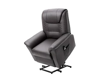 Slickblue Electric Pu Leather Power Lift Chair with Remote Control and Side Pockets Easy Reclining