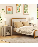 Gouun 2-Tier Modern Compact End Table with Storage Shelf