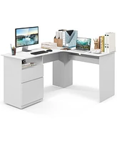 Gouun L-Shaped Computer Desk with Letter File Drawer