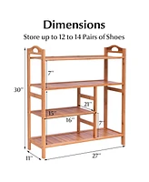 Gouun 4 Tiers Multifunction Bamboo Storage Shoe Rack for Entryway Hallway