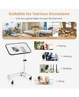 Gouun Rolling Overbed Bedside Table with 9-Level Adjustable Height