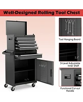 Gouun 2-in-1 Rolling Tool Chest with 5 Sliding Lockable Drawers