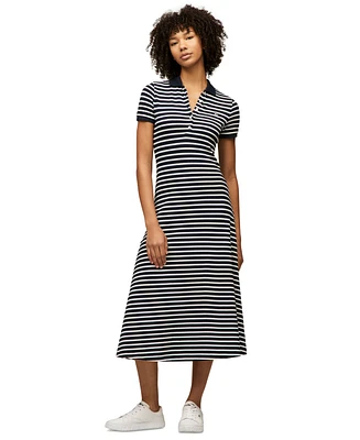 Tommy Jeans Women's Striped Short-Sleeve Maxi Polo Dress