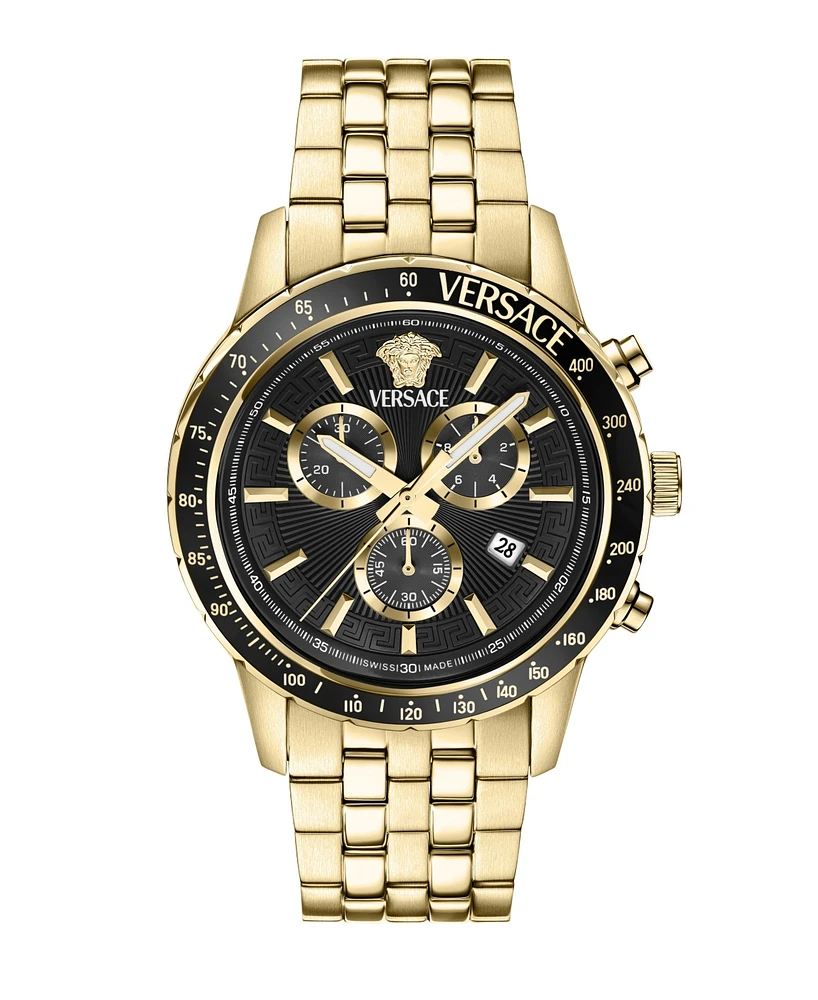 Versace Men's Sport Chrono Ip Yellow Gold Stainless Steel Bracelet Watch, 44mm