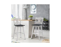 Slickblue Set of 2 Wood Modern Kitchen Dining Bar Stools with Farmhouse Swivel Seat