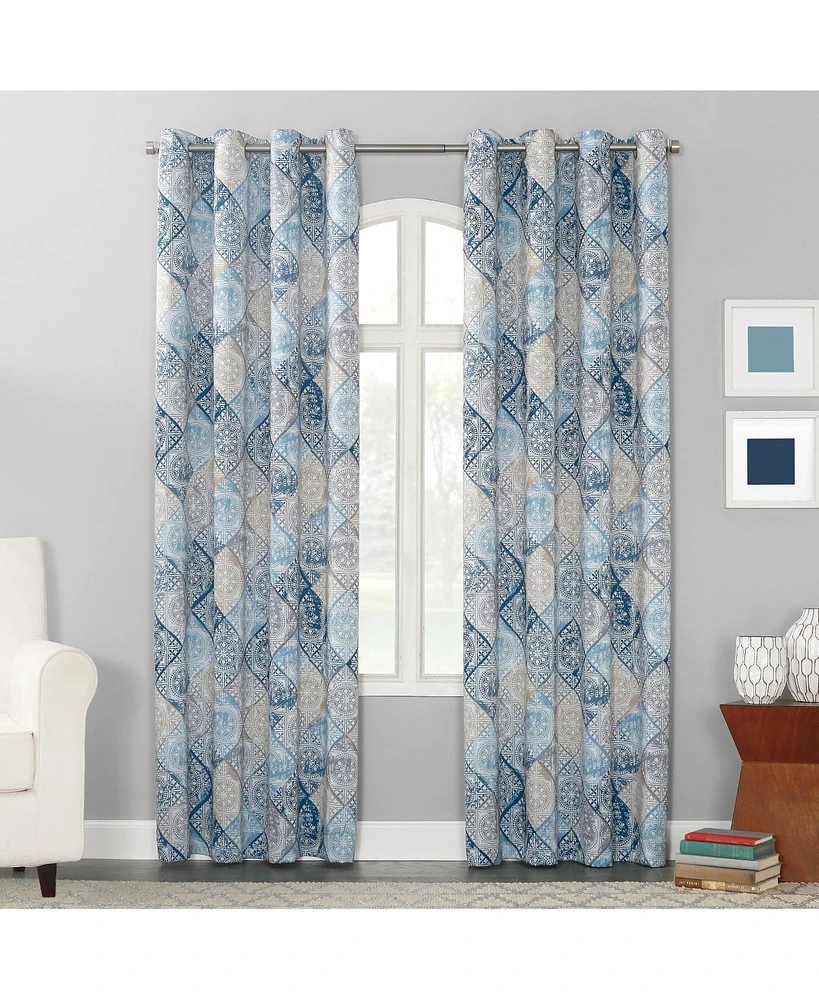 Lawson Global Medallion Print Room Darkening Grommet Curtain Panel