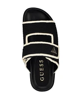 Guess Women's Fadenna Crochet Knit Double Band Footbed Sandals