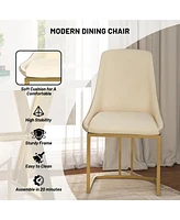 Boyel Living Modern Dining Side Chair with Metal Legs and Swivel Leveling Feet (Set of 2)