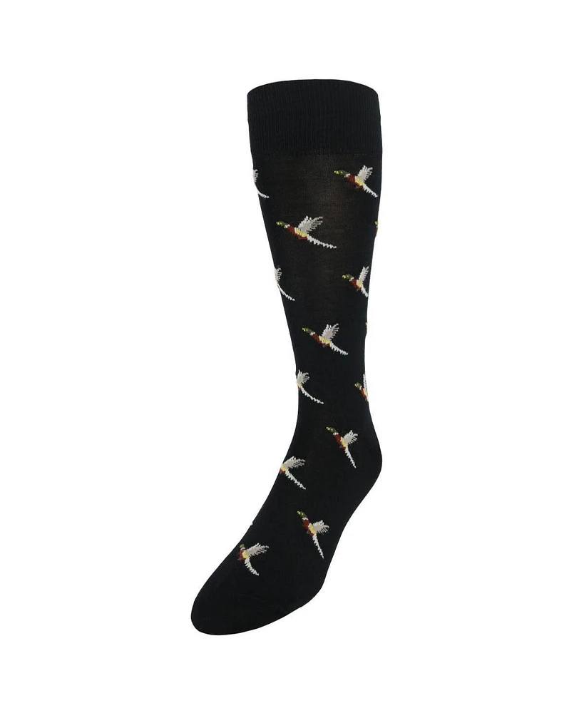 Trafalgar Men's Birds of a Feather Mercerized Cotton Mid-Calf Socks