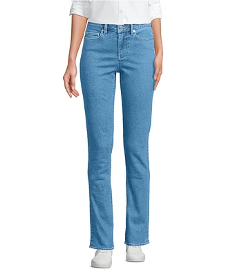 Lands' End Petite Recover Mid Rise Straight Leg Blue Jeans