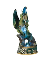 Fc Design "2-pc Gift Set" 9"H Led Green Dragon Standing on Village Figurine Statue Ornament Home Room Office Decor and Perfect Gift Ideas for Housewar