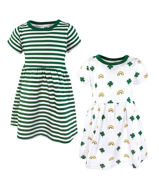 Hudson Baby Girls Cotton Dresses, Clover Rainbow