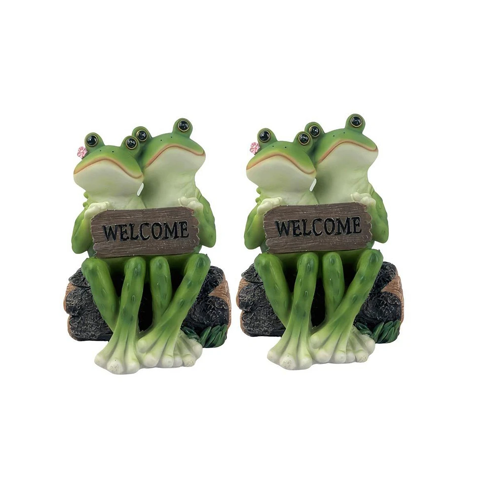 Fc Design "2-pc Gift Set" 6"H Frog Couple on Bench with Welcome Sign Figurine Statue Ornament Home Room Office Decor and Perfect Gift Ideas for Housew