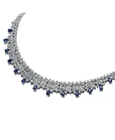 Rachel Glauber Radiant Elegance White Gold Plated Blue Drop Tennis Necklace