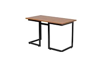 Slickblue Modern Metal Frame Computer Desk with Cherry Wood Finish Top