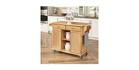 Slickblue Wood Finish Kitchen Island Cart with Locking Casters