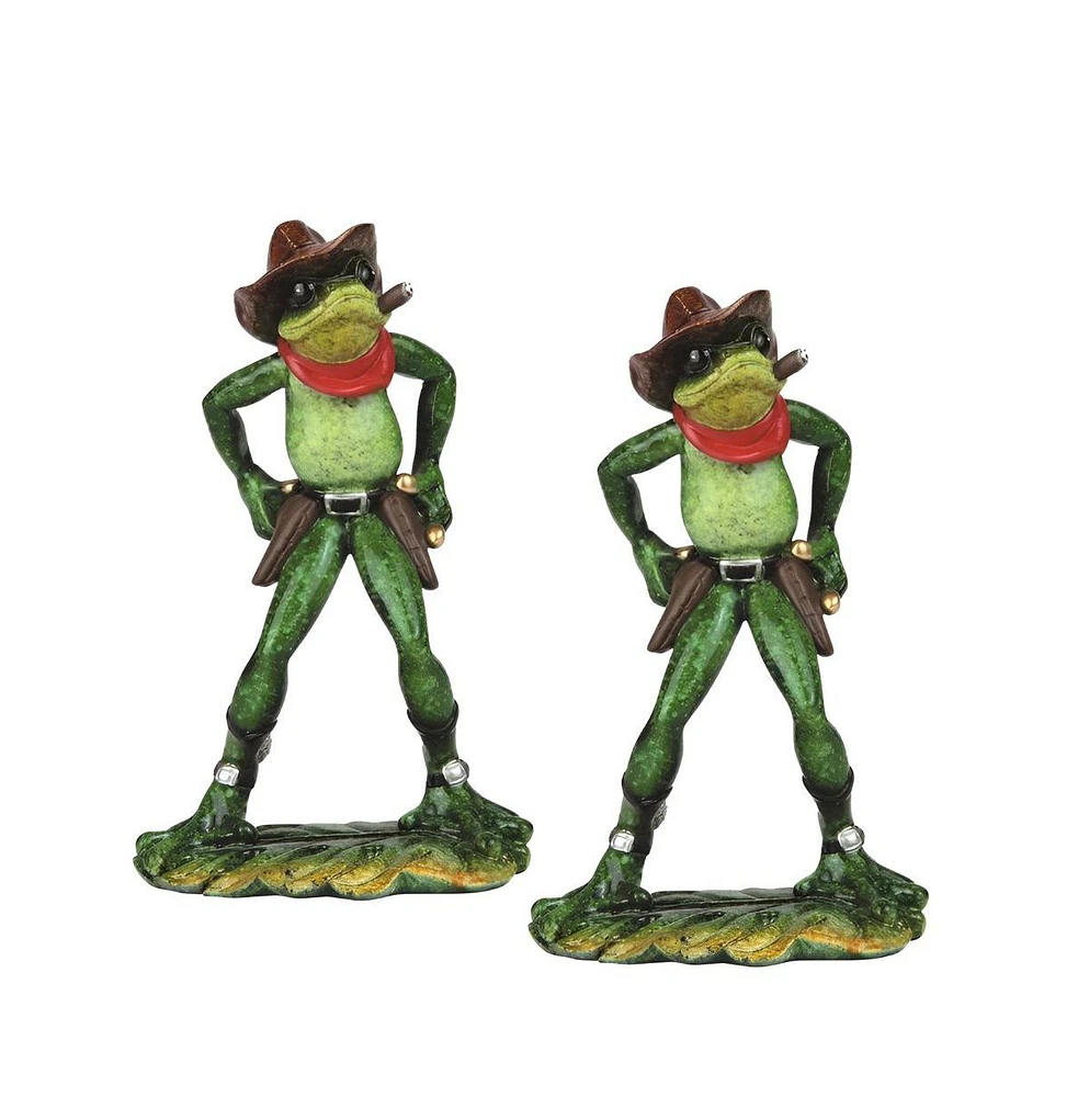 Fc Design "2-pc Gift Set" 7.25"H Cowboy Frog Statue Funny Animal Figurine Statue Ornament Home Room Office Decor and Perfect Gift Ideas for Housewarmi