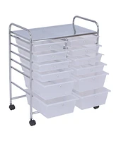 Gouun 12 Storage Drawer Organizer Bins Rolling Cart