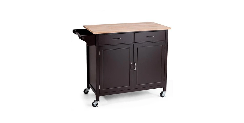 Slickblue Kitchen Island Storage Cart with Wood Top and Casters