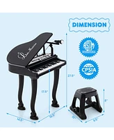 Gymax 37 Keys Kids Piano Keyboard Toy Toddler Musical Instrument w/ Stool & Microphone