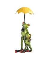 Fc Design "2-pc Set" 8.75"H Tree Frog Family with Yellow Umbrella Figurine Statue Ornament Home Room Office Decor and Perfect Ideas for Housewarming,