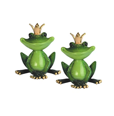 Fc Design "2-pc Gift Set" 4"W King Frog Statue Frog with Crown Funny Animal Figurine Statue Ornament Home Room Office Decor and Perfect Gift Ideas for