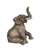 Fc Design "2-pc Gift Set" 6"H Wildlife Sitting Elephant with Trunk Up Figurine Statue Ornament Home Room Office Decor and Perfect Gift Ideas for House