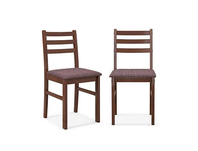 Slickblue Set of 2 Modern Mid-Century Wood Dining Chairs with Linen Upholstered Seat