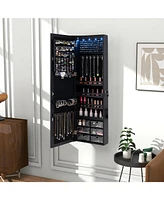 Gouun Door Hanging Mirror Jewelry Armoire with Full Length Mirror and 6 Drawers