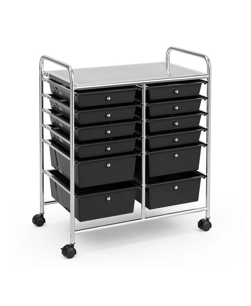 Gouun 12 Drawers Rolling Cart Storage Scrapbook Paper Organizer Bins