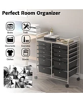 Gouun 12 Drawers Rolling Cart Storage Scrapbook Paper Organizer Bins