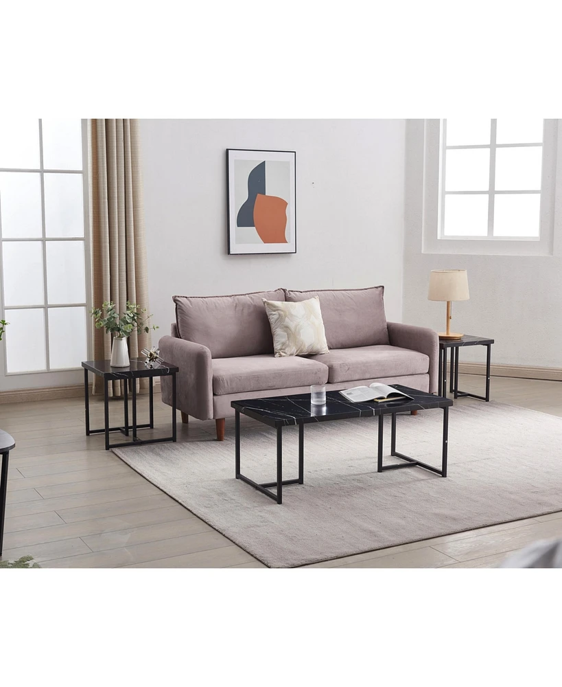 Kings Brand Furniture Salem 3-Piece Living Room Table Set - Coffee Table Set of 3 - Side Table Set for Living & Dining Room