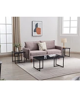 Kings Brand Furniture Salem 3-Piece Living Room Table Set - Coffee Table Set of 3 - Side Table Set for Living & Dining Room