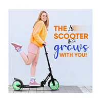 Hurtle Foldable Kick Scooter With Adjustable Handlebar - Green