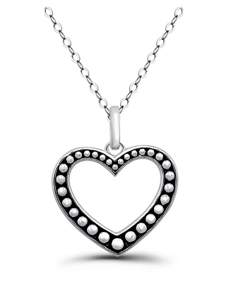 Macy's Oxidized Beaded Open-Heart Pendant Necklace