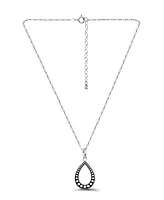 Macy's Oxidized Beaded Tear Drop Pendant Necklace