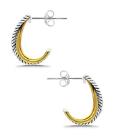 Macy's Oxidized Twist Polish J-Hoop Post Earrings